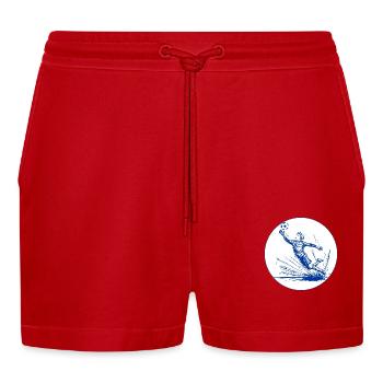 Goalkeeper (blue and white) - Organic Relaxed Cropped Shorts Made in EU - red - Front