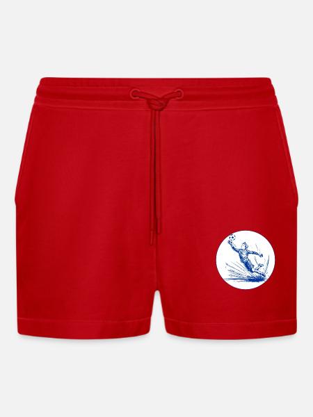 Goalkeeper (blue and white) - Organic Relaxed Cropped Shorts Made in EU - red