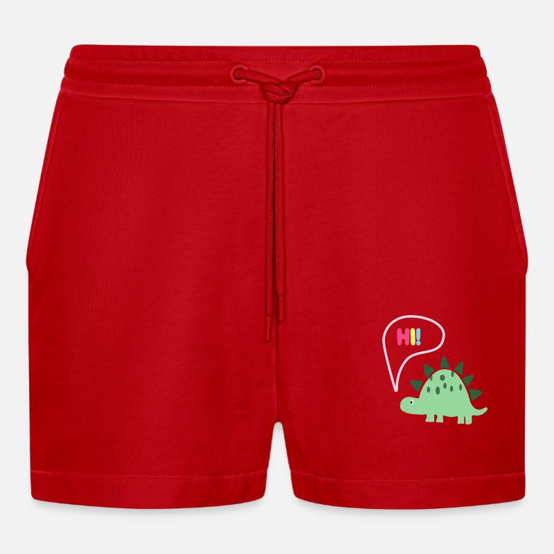 Hi Dino - Geschenkidee - Kindermode - Organic Relaxed Cropped Shorts Made in EU - Rot