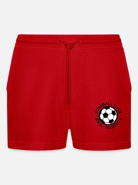 Fussball Team - Organic Relaxed Cropped Shorts Made in EU - Rot