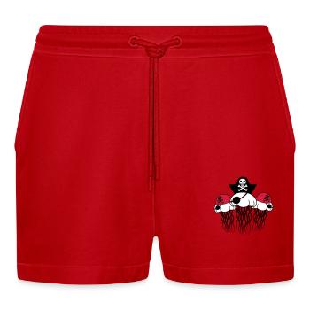 3 freunde party team crew pirat seeraeuber matrose - Organic Relaxed Cropped Shorts Made in EU - Rot - Vorne