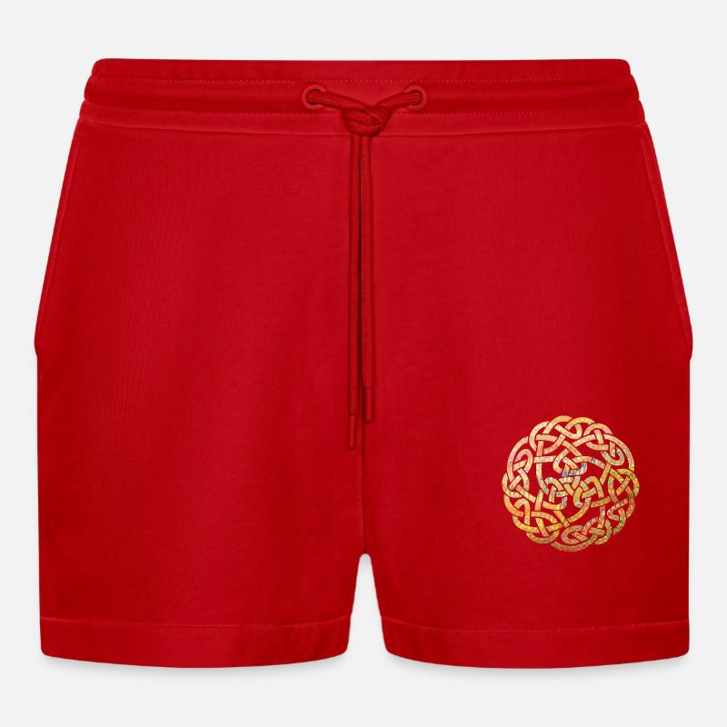 Celtic knot 5 e 37 - Organic Relaxed Cropped Shorts Made in EU - red