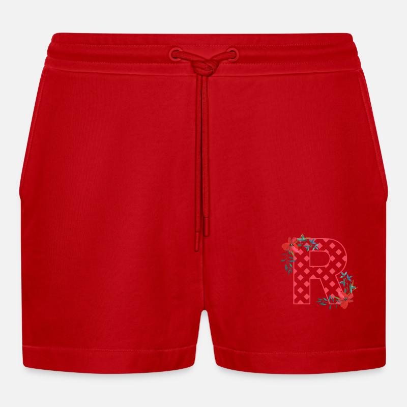 mohnblumen r - Organic Relaxed Cropped Shorts Made in EU - Rot