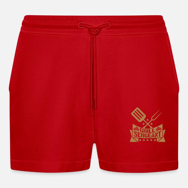 BBQ Grill Sergeant Grillmeister - Organic Relaxed Cropped Shorts Made in EU - Rot