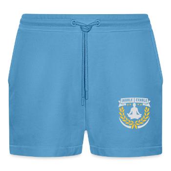 Inspirez expirez Yoga citation - Short bio décontracté court fabriqué en UE -  Sol Blue - Devant