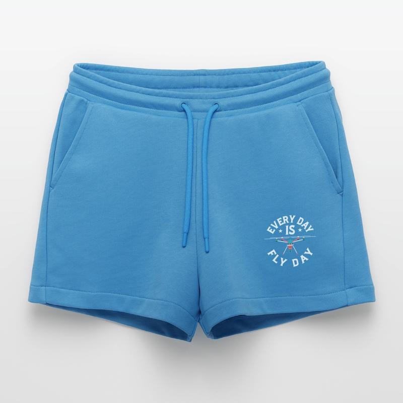 Every Day Is Fly Day RC Flight Drone Pilot Organic Relaxed Cropped Shorts Made in EU