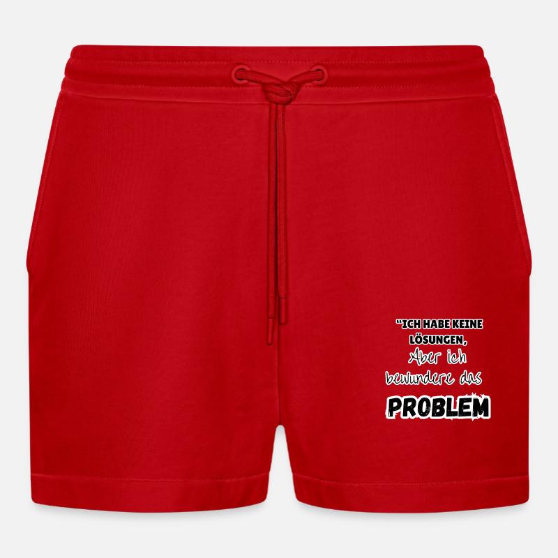 "Problem solution" - Organic Relaxed Cropped Shorts Made in EU - red