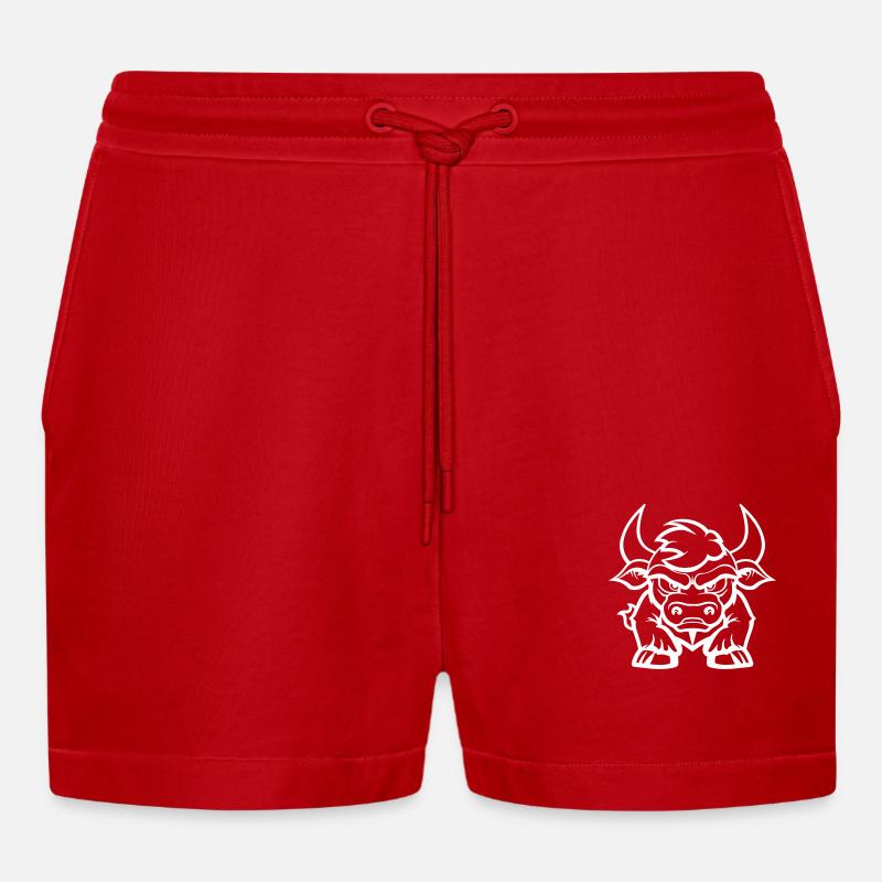 bull - Organic Relaxed Cropped Shorts Made in EU - red