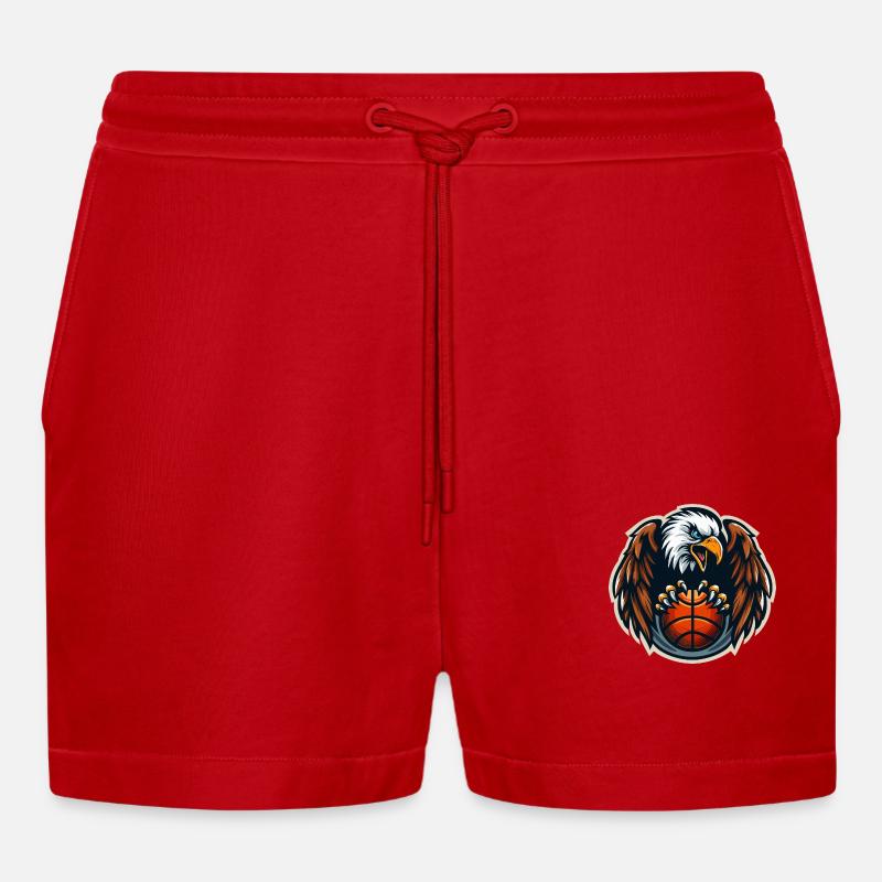 Squadra di basket Eagle - Pantaloncini corti ecologici casual Made in UE - rosso