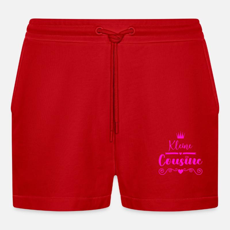 Little cousin - Organic Relaxed Cropped Shorts Made in EU - red
