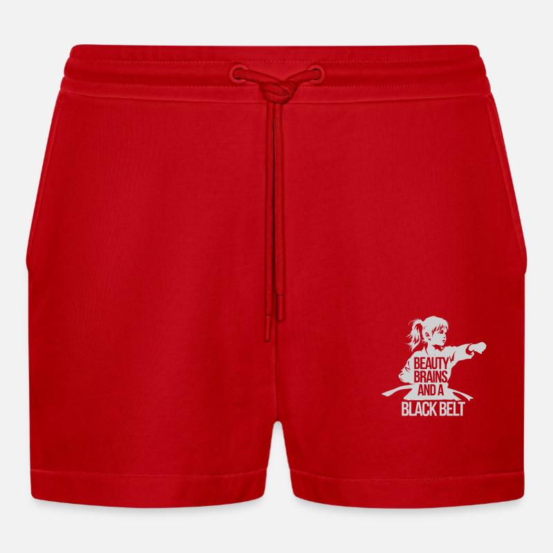Schwarzgurt und Selbstbewusstsein - Organic Relaxed Cropped Shorts Made in EU - Rot