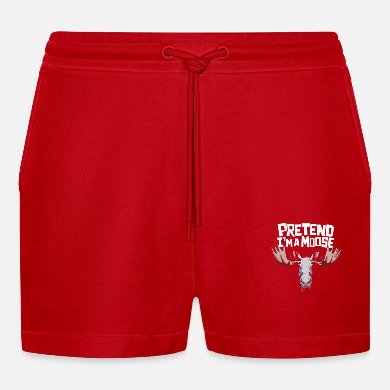 Witziger Elch-Spruch - Organic Relaxed Cropped Shorts Made in EU - Rot