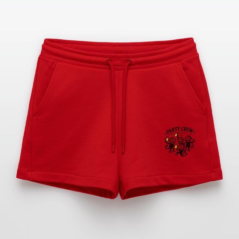 Party Crew Monkey Beer Organic Relaxed Cropped Shorts Made in EU