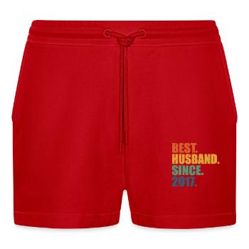 Bester Ehemann seit 2017, Geschenk zum 6-jährigen Jubiläum - Organic Relaxed Cropped Shorts Made in EU - Rot - Vorne