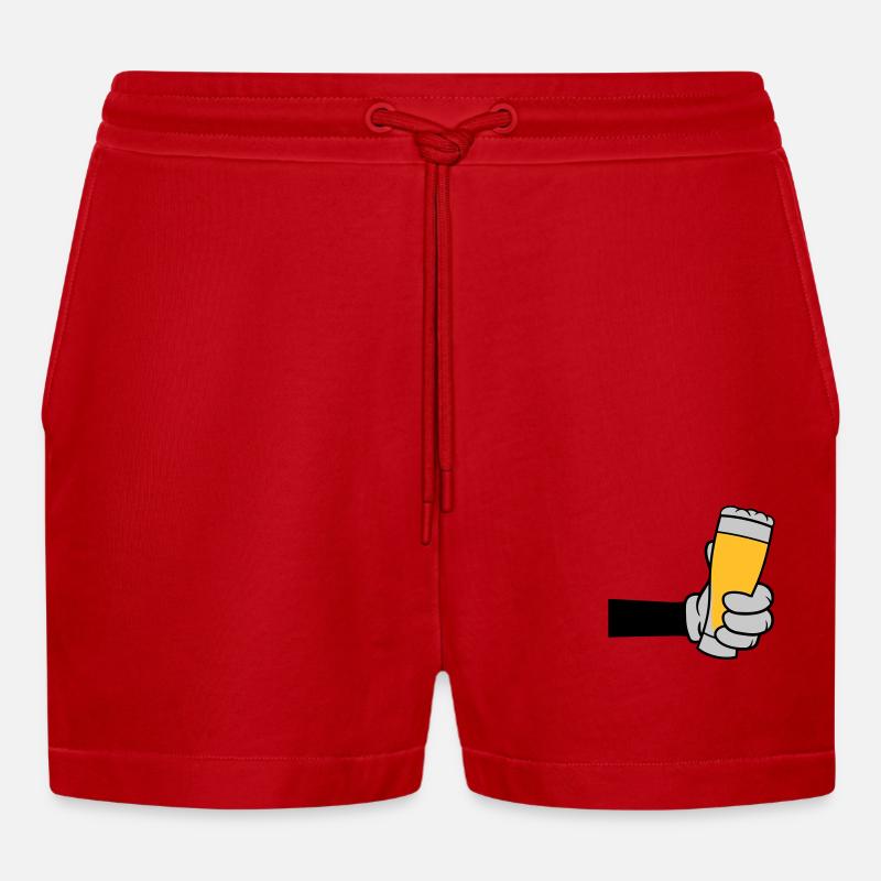 Bierglas anstoßen Comic Hand - Organic Relaxed Cropped Shorts Made in EU - Rot