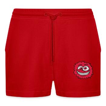 Monster Crazy Comic Face - Organic Relaxed Cropped Shorts Made in EU - red - Front
