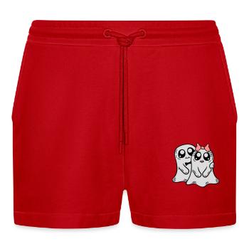 Couple Ghosts Man Woman - Organic Relaxed Cropped Shorts Made in EU - red - Front