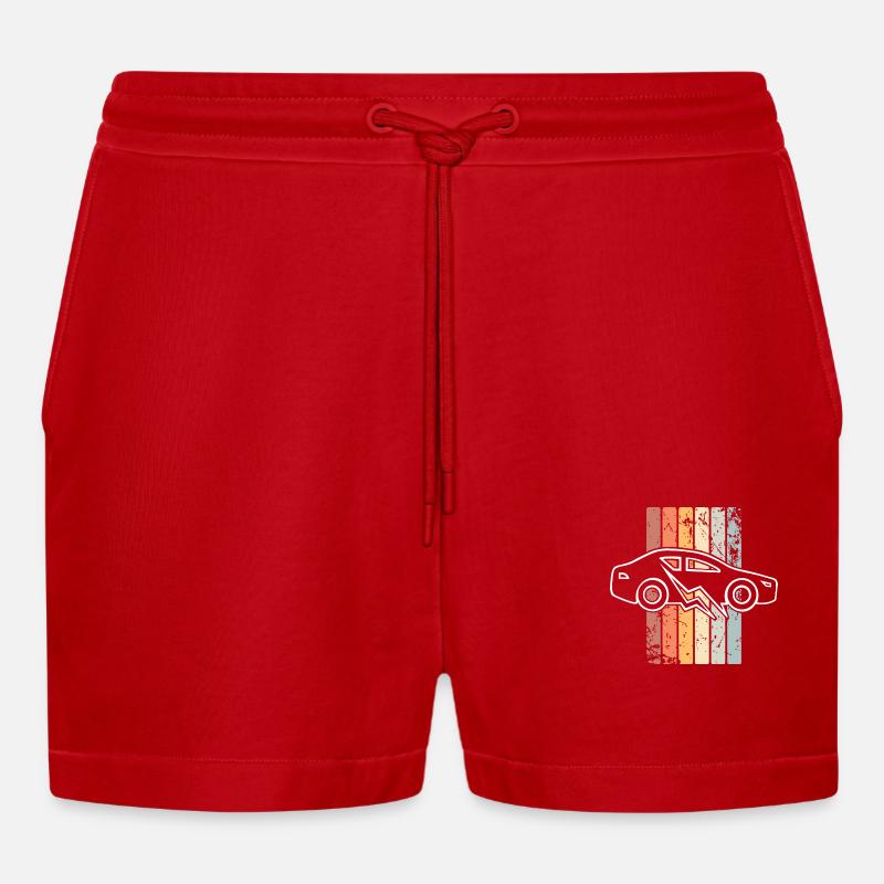 E-Auto Elektroauto - Organic Relaxed Cropped Shorts Made in EU - Rot