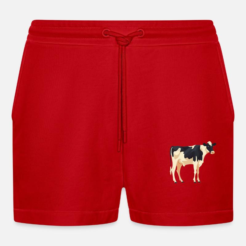 Stehende Kuh - Einfaches Design - Organic Relaxed Cropped Shorts Made in EU - Rot