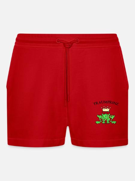 Prince Charming Frog King - Organic Relaxed Cropped Shorts Made in EU - red