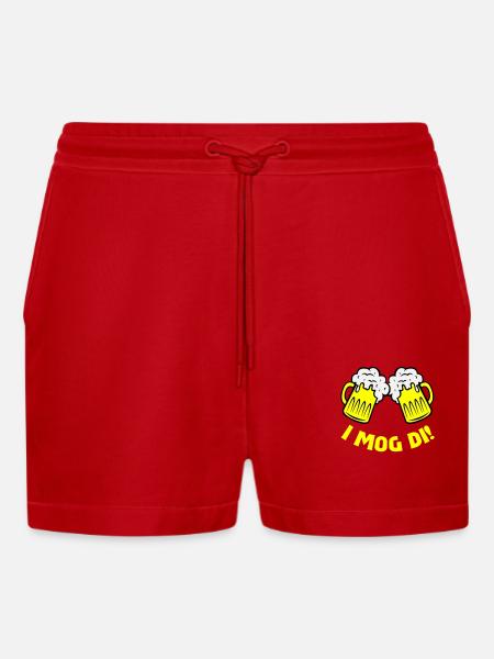 beer i mog di - Organic Relaxed Cropped Shorts Made in EU - red