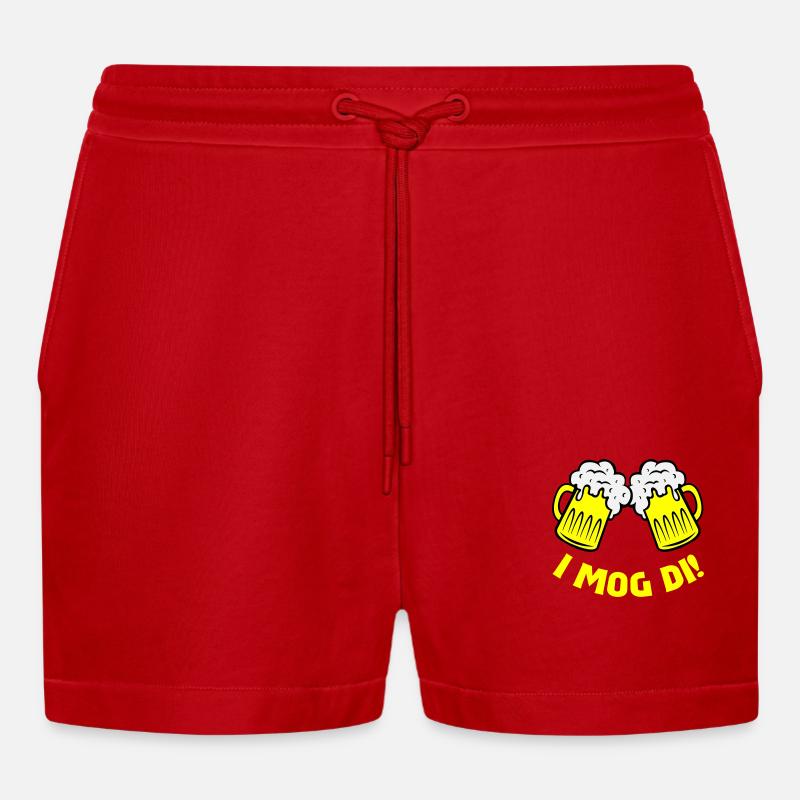 bier i mog di - Organic Relaxed Cropped Shorts Made in EU - Rot