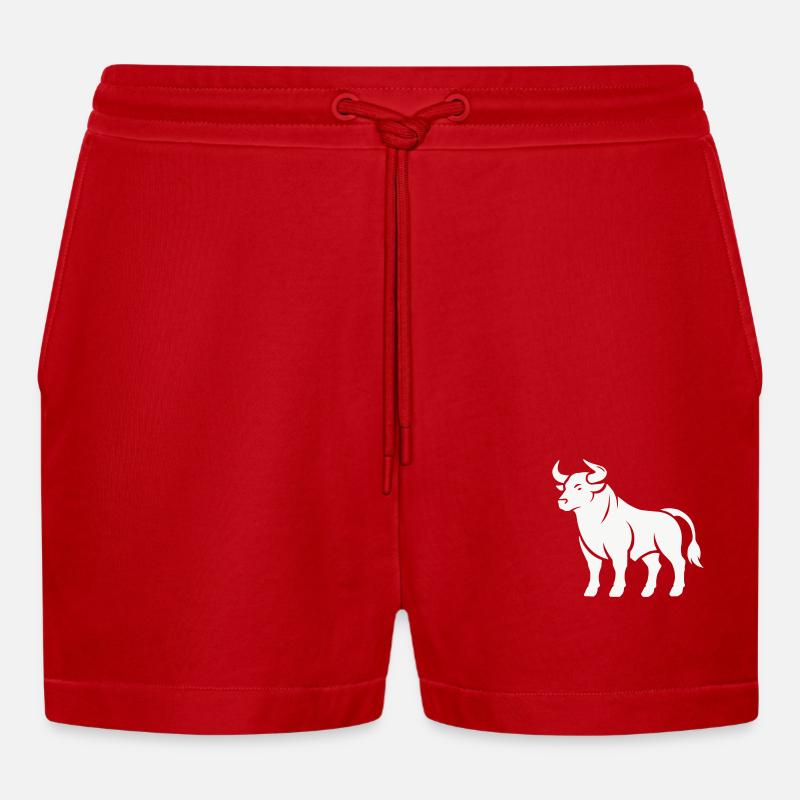 bull - Organic Relaxed Cropped Shorts Made in EU - red