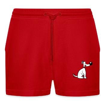 Chien Gros Nez Remuant Mignon Heureux - Short bio décontracté court fabriqué en UE - rouge - Devant