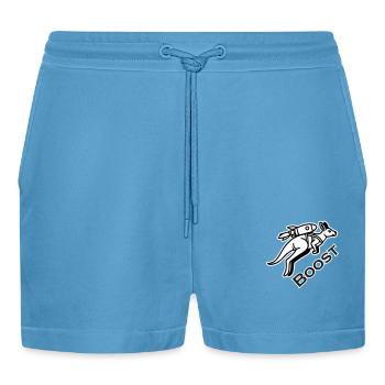 Känguru mit Jetpack - Boost Design - Organic Relaxed Cropped Shorts Made in EU -  Sol Blue - Vorne