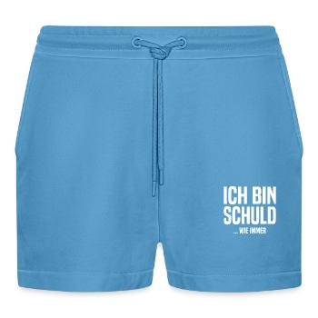Ich bin schuld - ...wie immer - Organic Relaxed Cropped Shorts Made in EU -  Sol Blue - Vorne