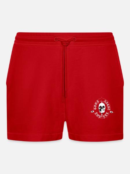 Night Lovell skull - Organic Relaxed Cropped Shorts Made in EU - Rot