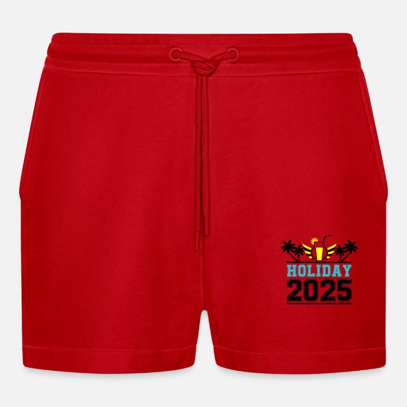 Vacances 2025 - Short bio décontracté court fabriqué en UE - rouge
