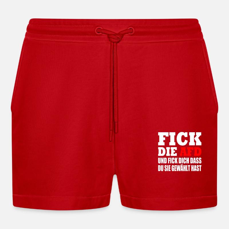 fick die afd - Organic Relaxed Cropped Shorts Made in EU - Rot