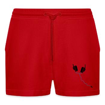 headphones headphones DJ - Organic Relaxed Cropped Shorts Made in EU - red - Front