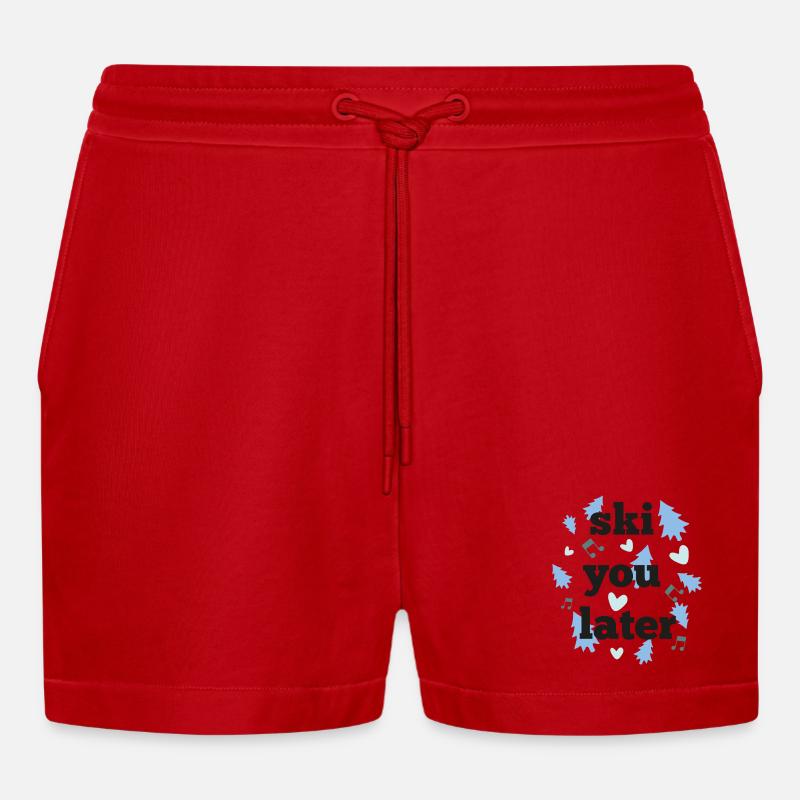 Ski plus tard - Short bio décontracté court fabriqué en UE - rouge