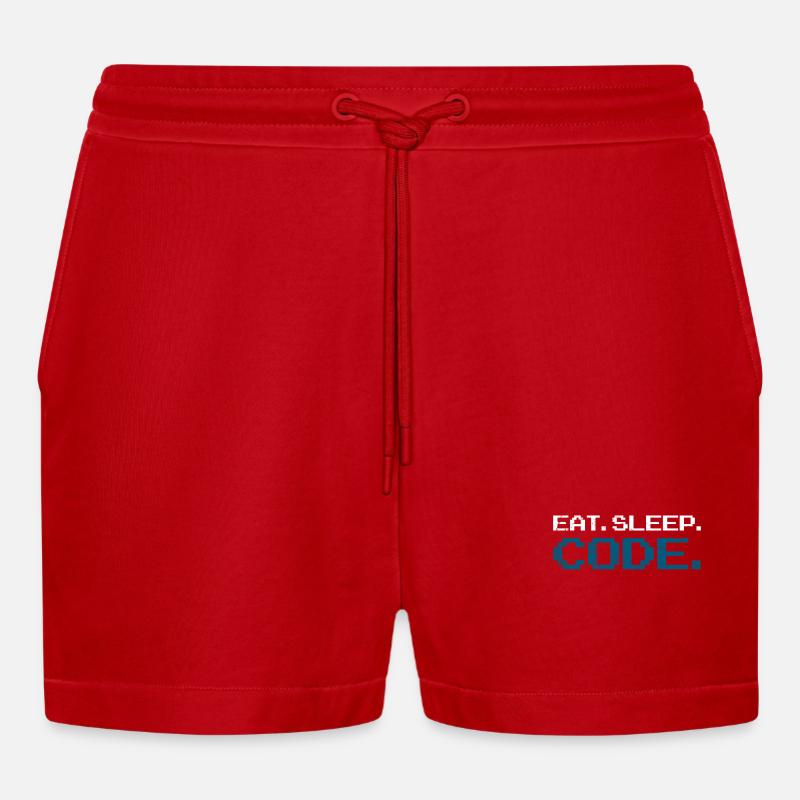 Programmieren Coden Informatik - Organic Relaxed Cropped Shorts Made in EU - Rot