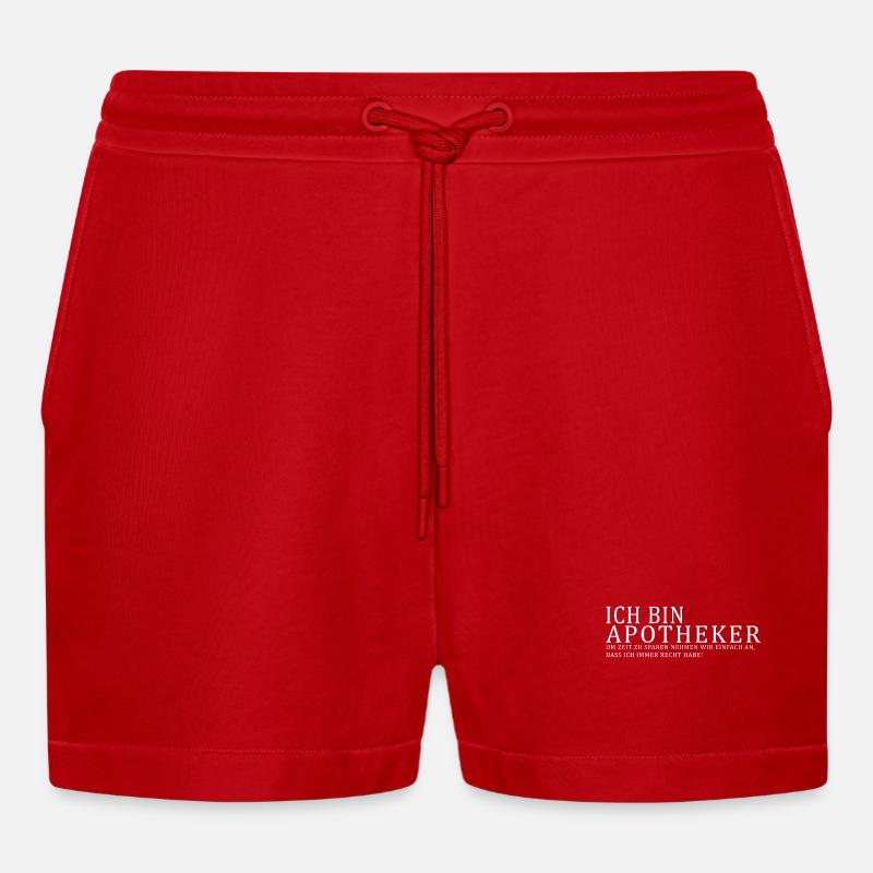 Ich bin Apotheker - Organic Relaxed Cropped Shorts Made in EU - Rot
