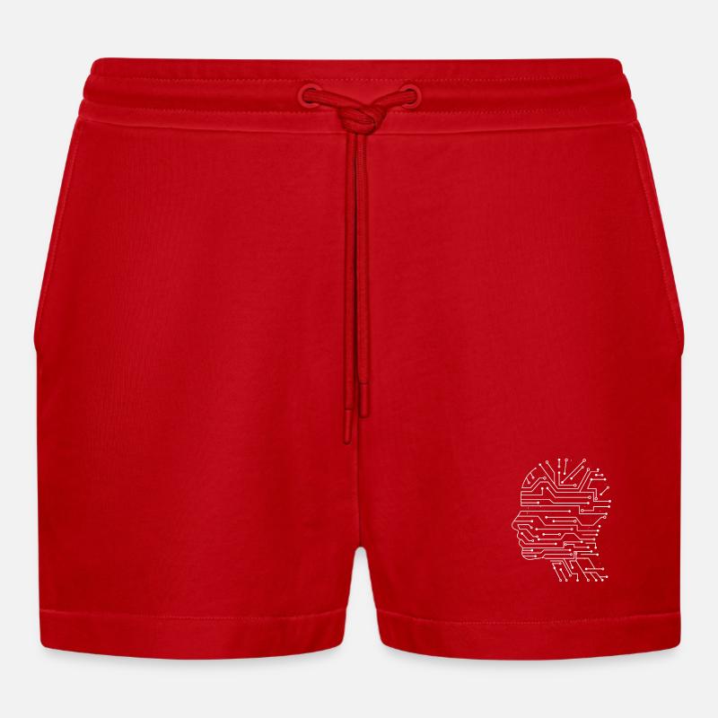 Artificial intelligence - Organic Relaxed Cropped Shorts Made in EU - red