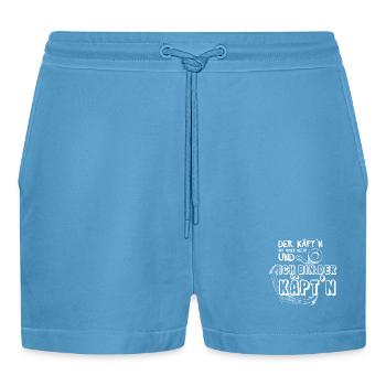 Käptn Kapitän Anker Schifffahr Bootsführerschein - Organic Relaxed Cropped Shorts Made in EU -  Sol Blue - Vorne