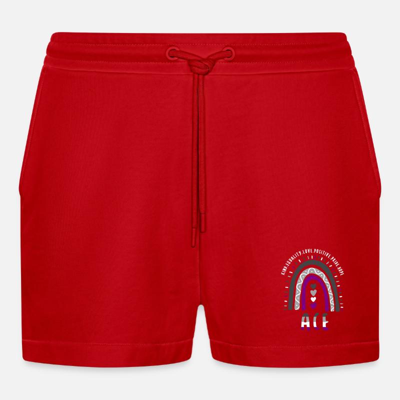 Ace Pride Boho Arc-en-ciel - Short bio décontracté court fabriqué en UE - rouge
