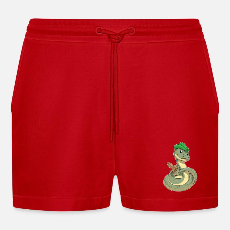 Serpent avec épée - Short bio décontracté court fabriqué en UE - rouge