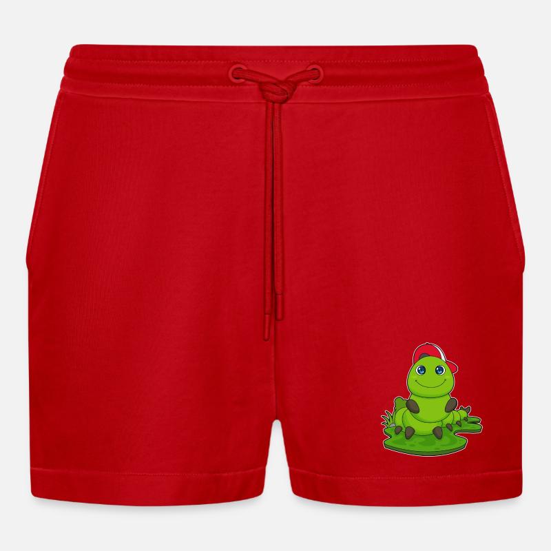 Chenille avec capuchon - Short bio décontracté court fabriqué en UE - rouge