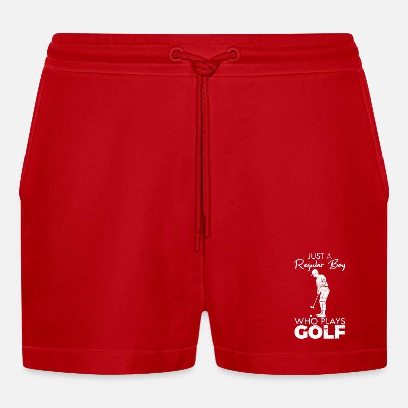 Regular Boy Who Plays Golf - Organic Relaxed Cropped Shorts Made in EU - Rot