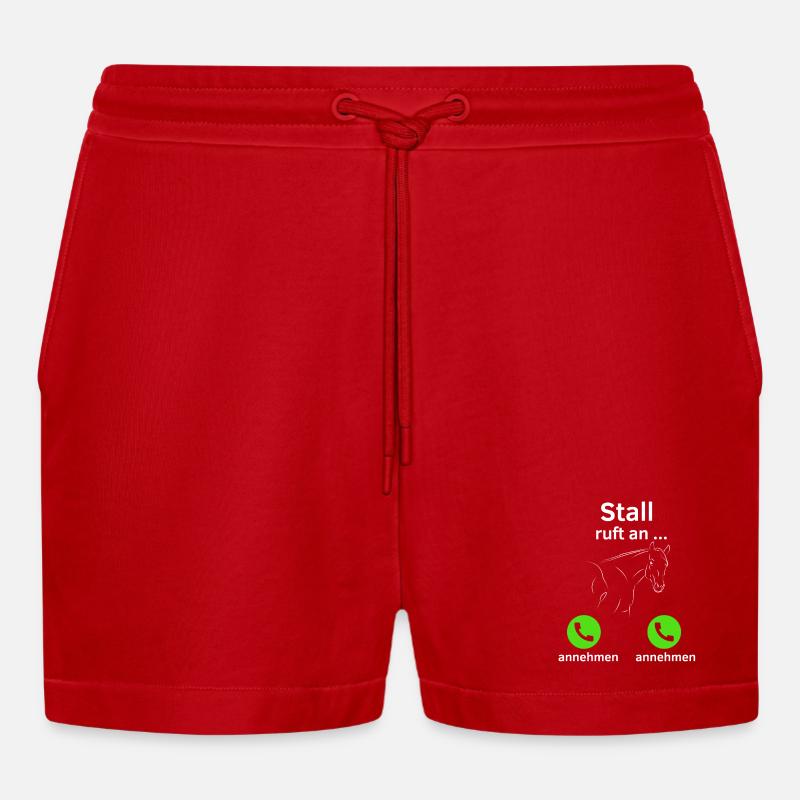 Stall ruft an - annehmen oder annehmen? - Organic Relaxed Cropped Shorts Made in EU - Rot