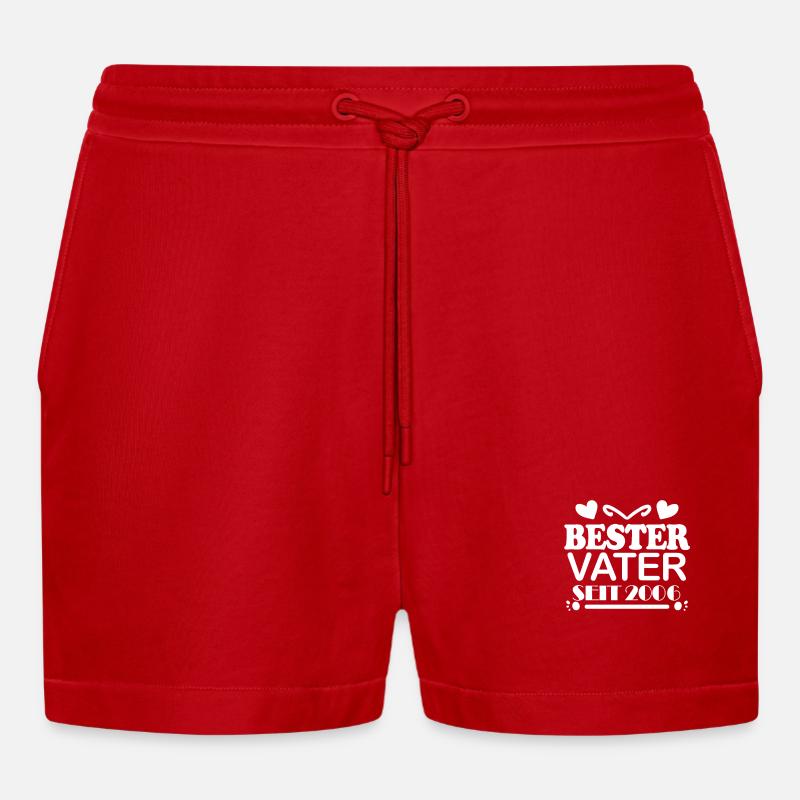 Bester Vater seit 2006 - Organic Relaxed Cropped Shorts Made in EU - Rot