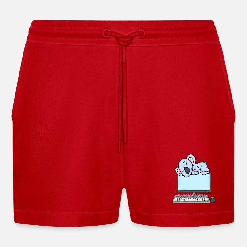 Koala Computer Nerd Programmierer Geschenk - Organic Relaxed Cropped Shorts Made in EU - Rot