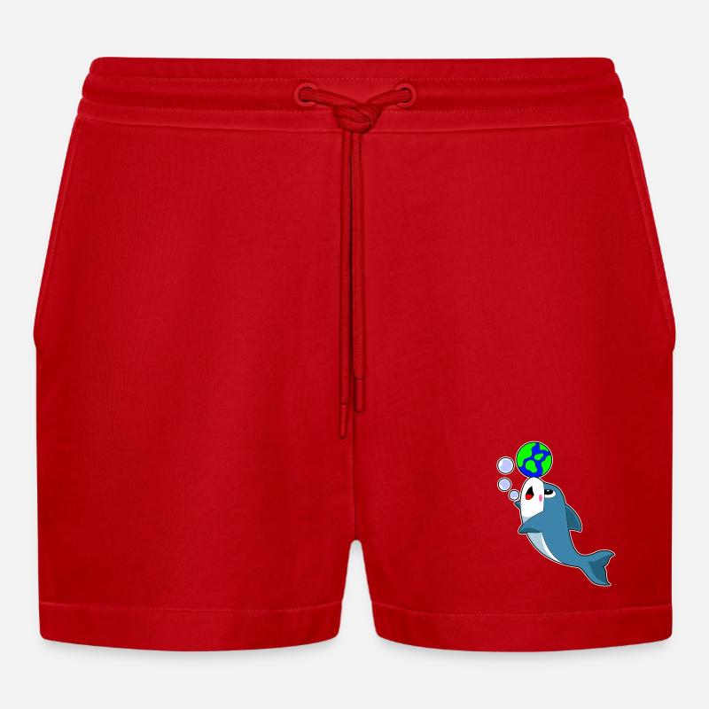 Delfin Erde - Organic Relaxed Cropped Shorts Made in EU - Rot