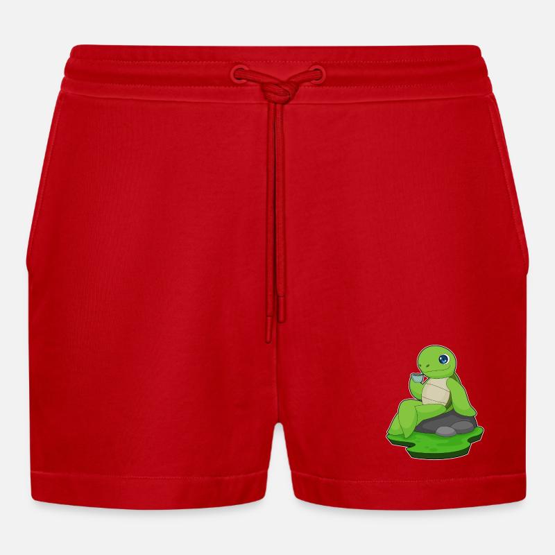 Turtle Coffee Mug - Organic Relaxed Cropped Shorts Made in EU - red