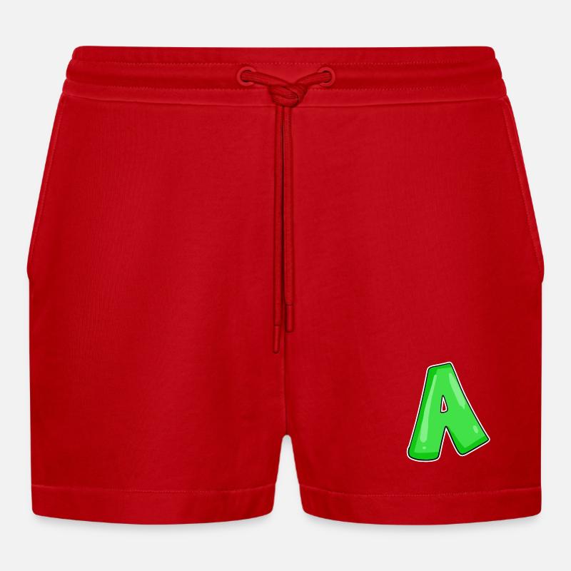 point A Initial point - Organic Relaxed Cropped Shorts Made in EU - red