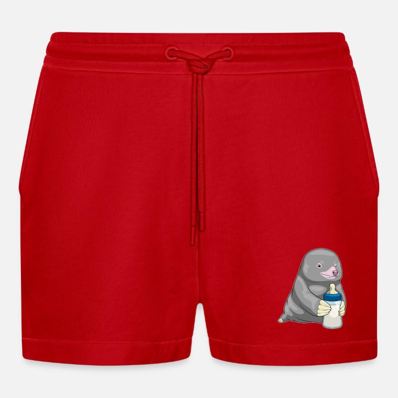 Mole Lait de biberon - Short bio décontracté court fabriqué en UE - rouge